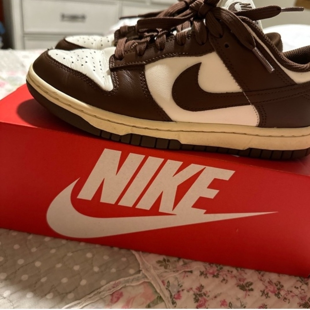 Nike Women's Brown and White Dunks